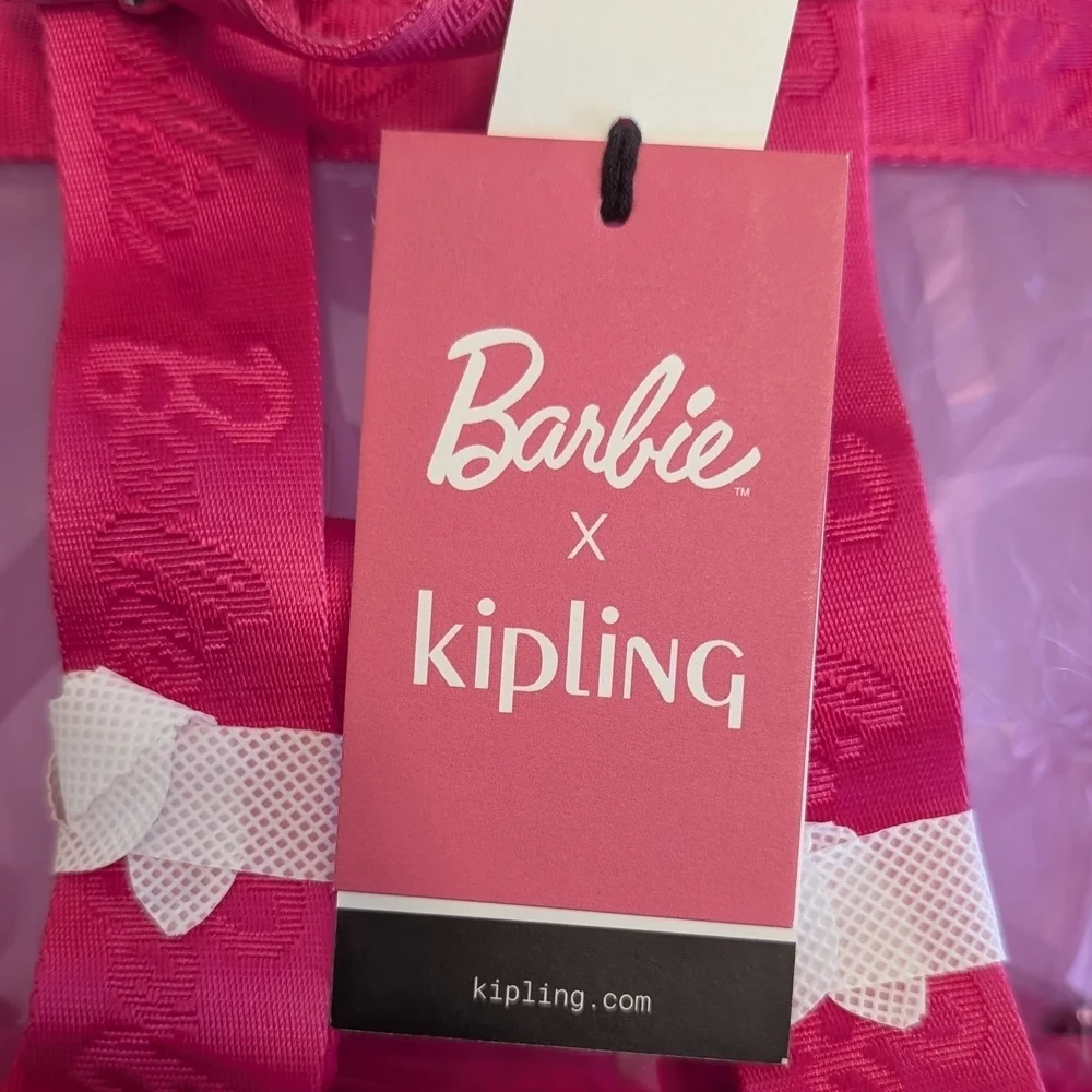Kipling x Barbie Darlee Backpack Power Pink Transparent w/ Keychain Barbiecore